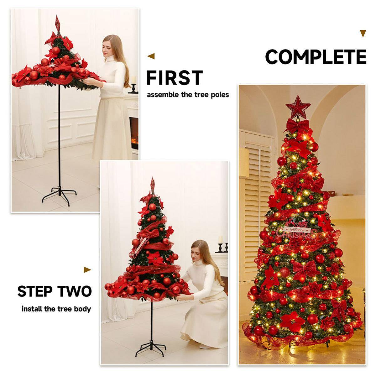 跨境TEMU圣诞树可折叠可伸缩便携式加密PVC仿真树180cm/210cm绿树