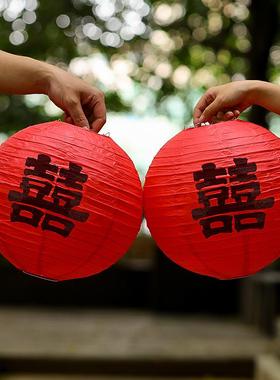 结婚红色喜字灯笼中式囍字婚礼新娘拍照道具树挂摆件婚房布置装饰