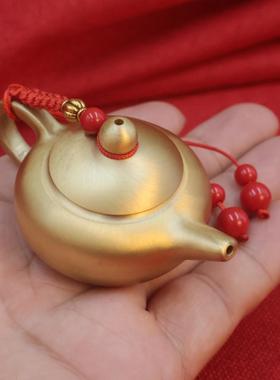 黄铜把把壶手把件创意铜摆件小茶壶金属工艺品纪念品小礼物