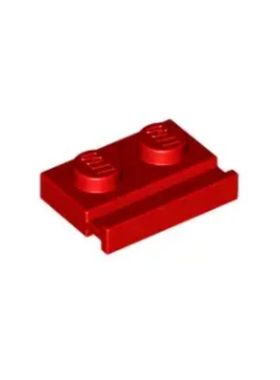 乐高/LEGO零件 4612575 32028 4239063 红色1x2 单侧带滑槽轨道板