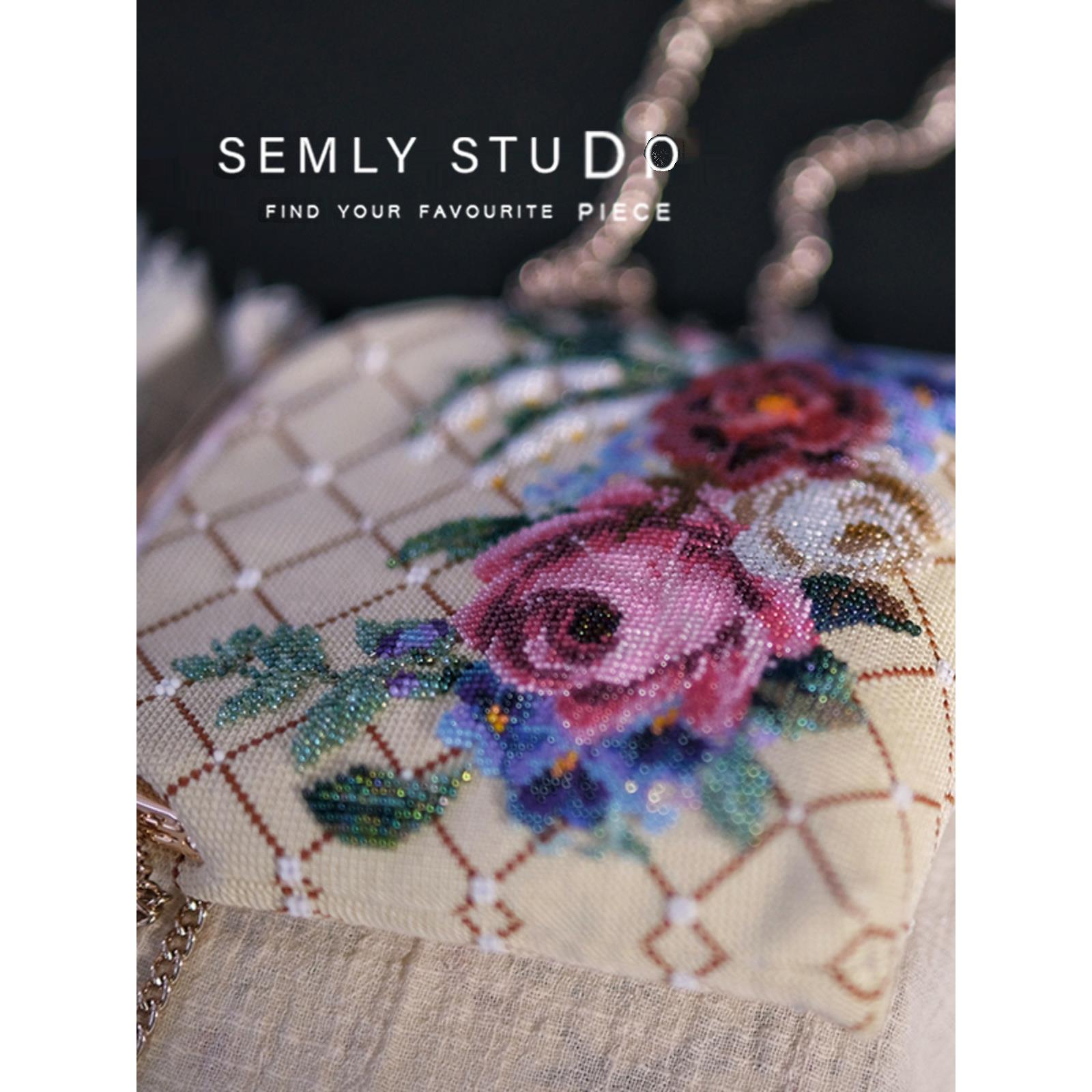 【SEMLY STUDIO 】[材料包]满珠绣花卉欧式刺绣diy手工炼条包简单