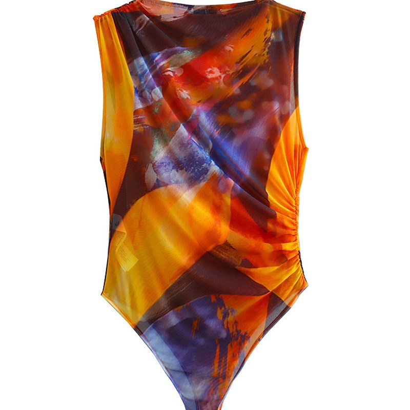 Womens decorative slim fitting silk mesh jumpsuit