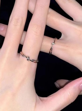 2023新款对戒情侣款戒指一对小众高级感可调节活口开口简约不掉色