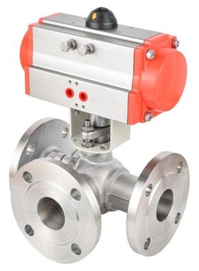 气动法兰三通球阀不锈钢L型T型球阀Q644F/Q645F-16P DN15分流阀