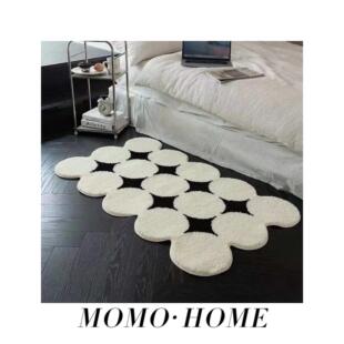 HOME家居北欧ins风植绒地毯客厅卧室床边异形长绒茶几垫家用 MOMO
