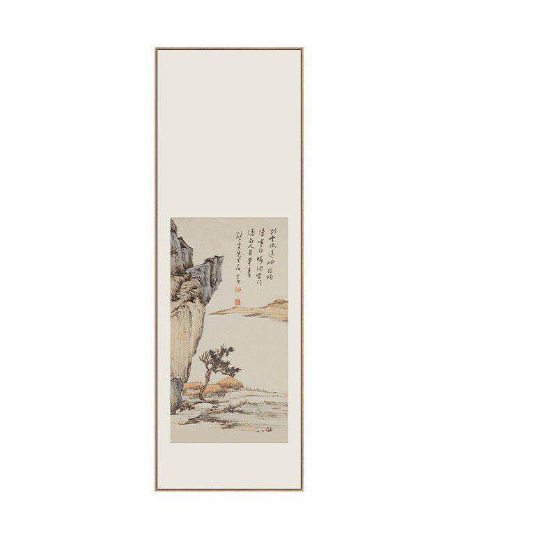 新中式山水国画郑板桥宋美学茶室禅意挂画客厅玄关中古风装饰画