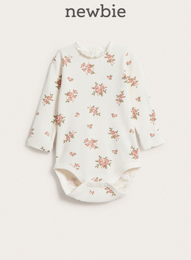 Newbie瑞典进口童装秋冬婴儿花卉周岁礼生日宴华夫格连体衣爬服