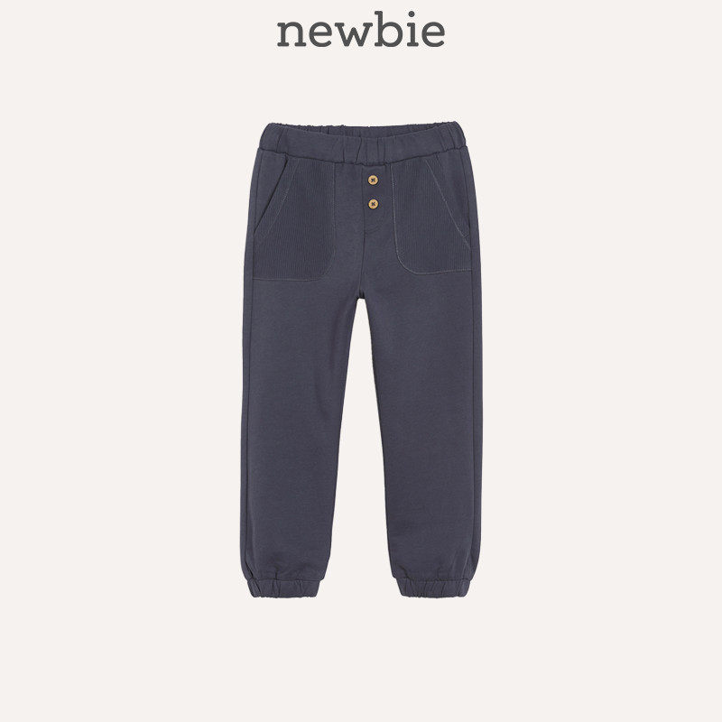 Newbie瑞典北欧童装春夏儿童海军蓝慢跑束脚宽松男童运动裤