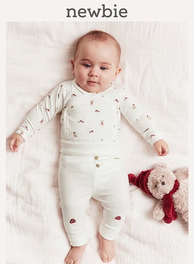 Newbie瑞典进口高端童装婴儿圣诞印花有机棉连体爬服柔软亲肤