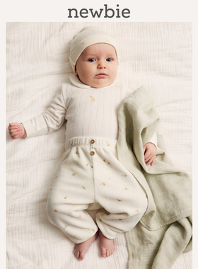 Newbie瑞典童装进口婴儿春秋有机棉小鸭天鹅绒长裤外穿居家柔软
