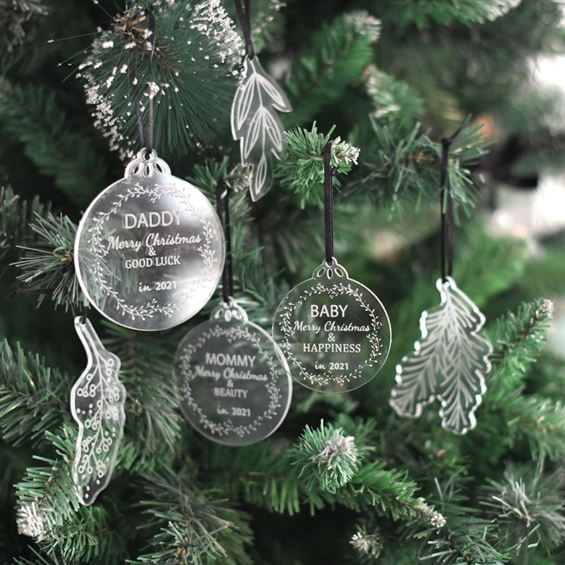 圣诞节姓名字定制 8cm圣诞树挂件 圣诞球装饰 个性礼物送周岁宝宝