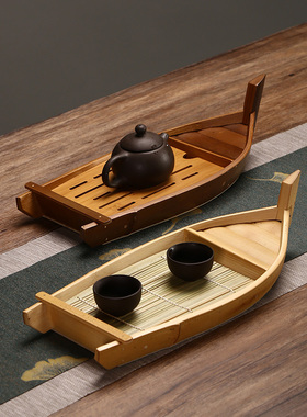 竹制品竹制茶盘干果盘日式家用船型水果盘茶台酒店刺身摆盘干泡盘