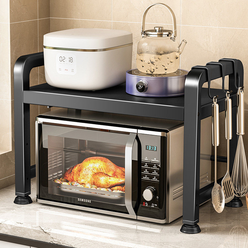 可伸缩厨房微波炉置物架烤箱台面双层支架多功能家用家电收纳架子