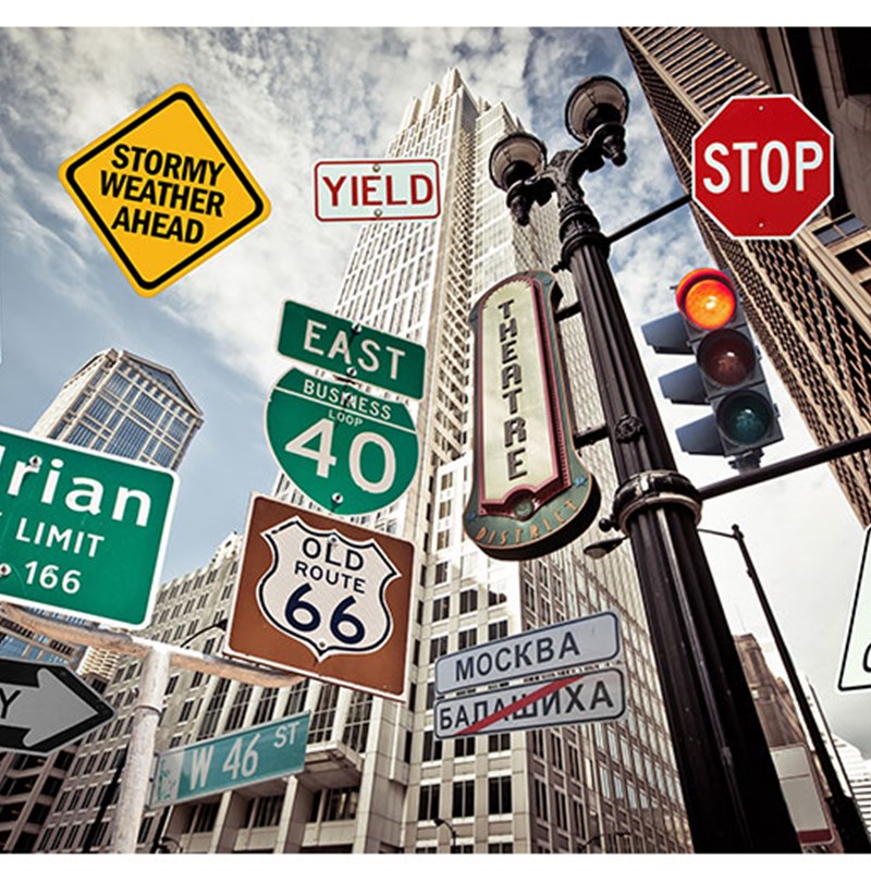 网红打卡路牌反光警示牌国外英文标识牌指路牌装饰牌拍照背景造景