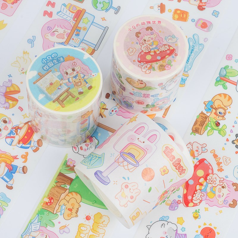 小Q系列和纸胶带手帐本胶卷贴纸儿童女孩卡通可爱网红款手账素材