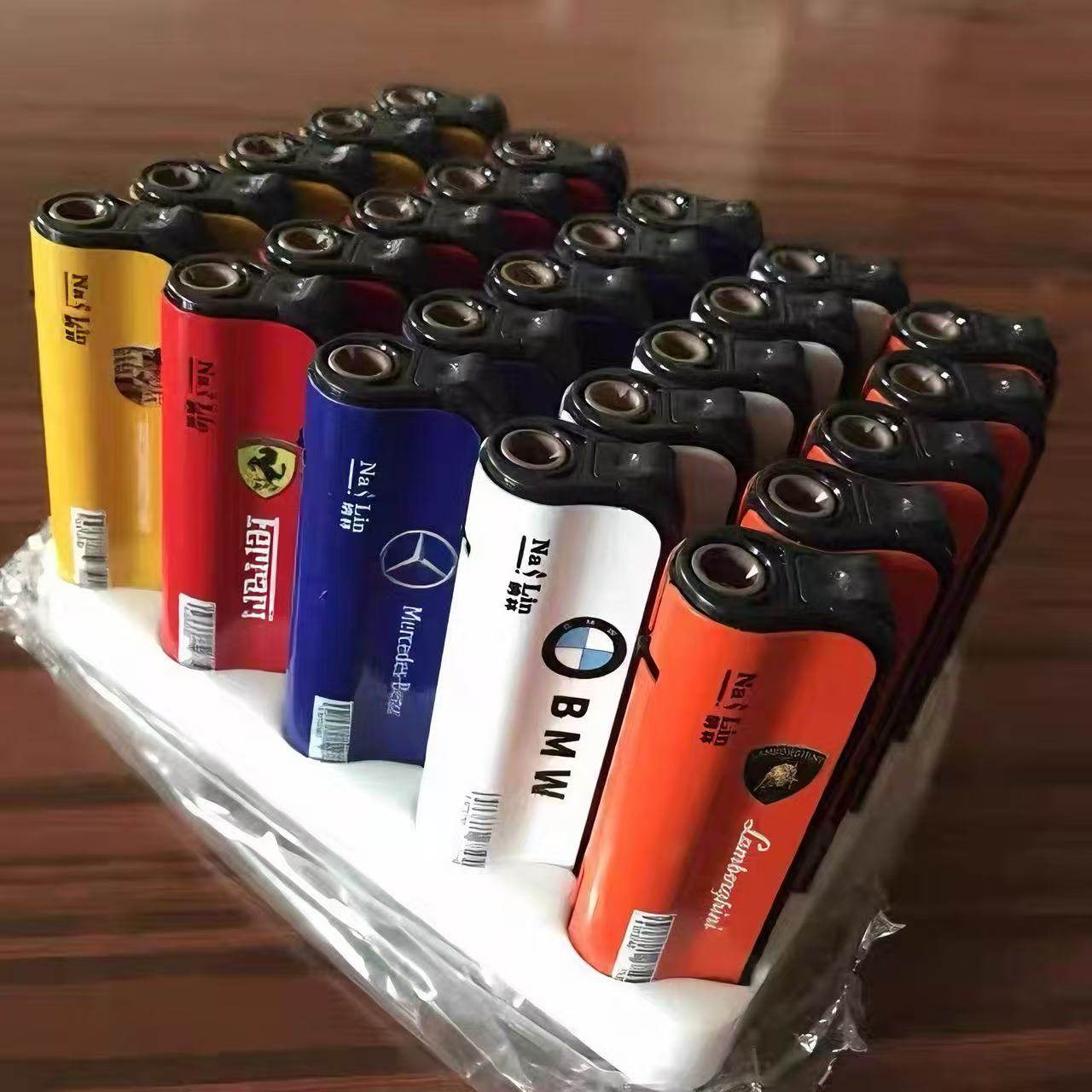 高级金属充气防风打火机炫酷新款创意车标双防爆耐用高档网红个性