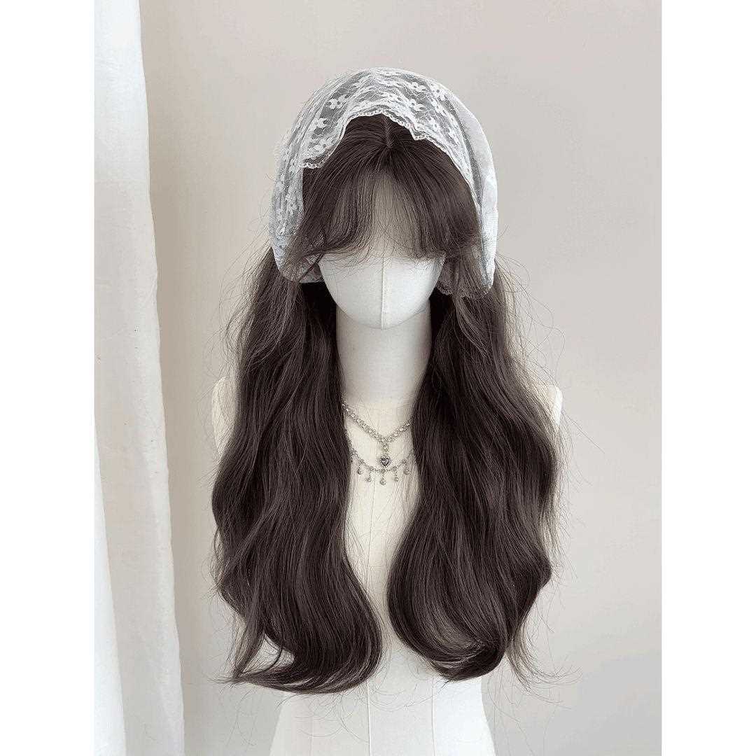 新款直销前额蕾丝假发女几字刘海羊毛卷水波纹仿真发丝自然慵懒假