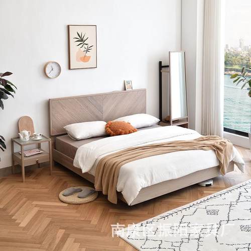 新款直销北欧白蜡木实木床1.8米双人床主卧悬浮床气压高箱储物气