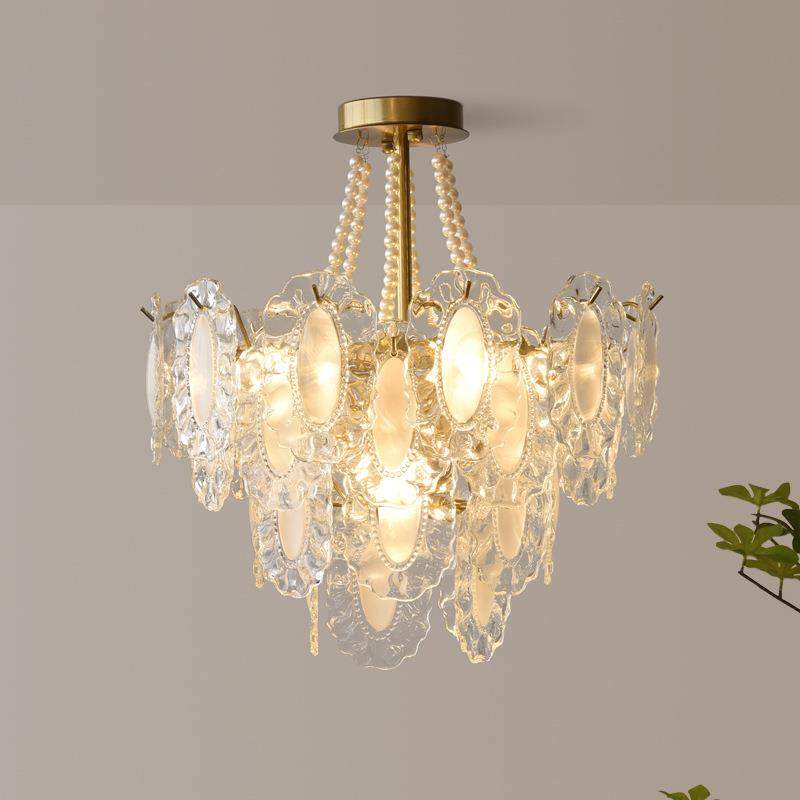 新款直销法式水晶吊灯奶油风灯饰玻璃餐厅灯具轻奢2022年新款客厅,家装灯饰光源,智能吊灯,淘宝优惠券,粉丝福利购,淘宝优惠卷