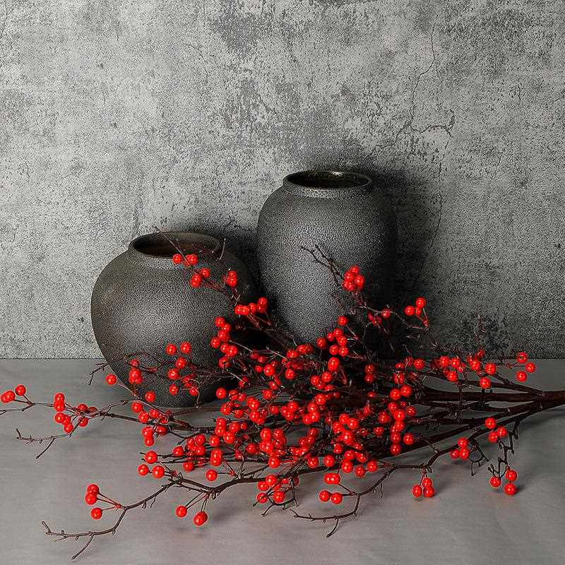 新款直销2021仿真浆果红果 美式冬青 发财果单枝富贵野果圣诞果子