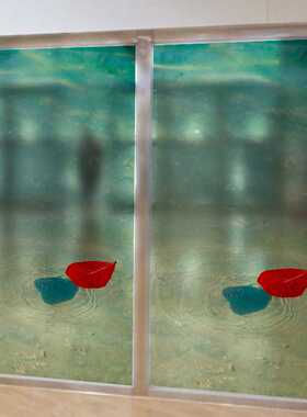 新款直销可移除磨砂PVC玻璃贴客厅卧室沙发  红叶D1027 装饰透光