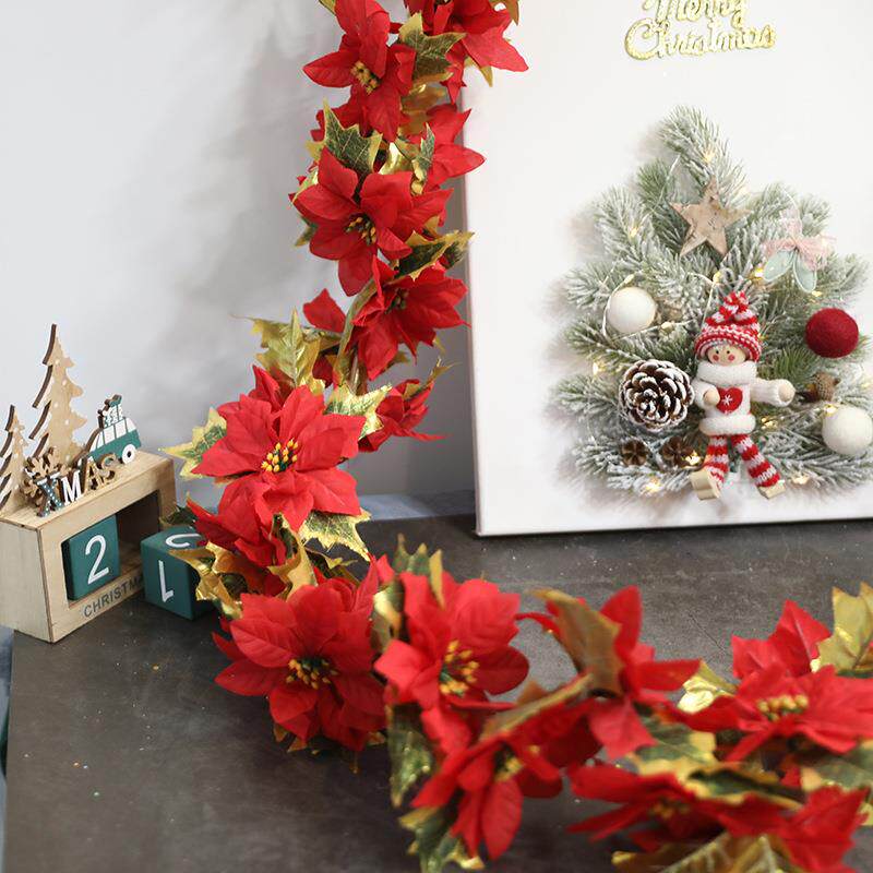 新款直销北欧圣诞藤条1.7米酒店橱窗门挂红果子圣诞节装饰品圣诞