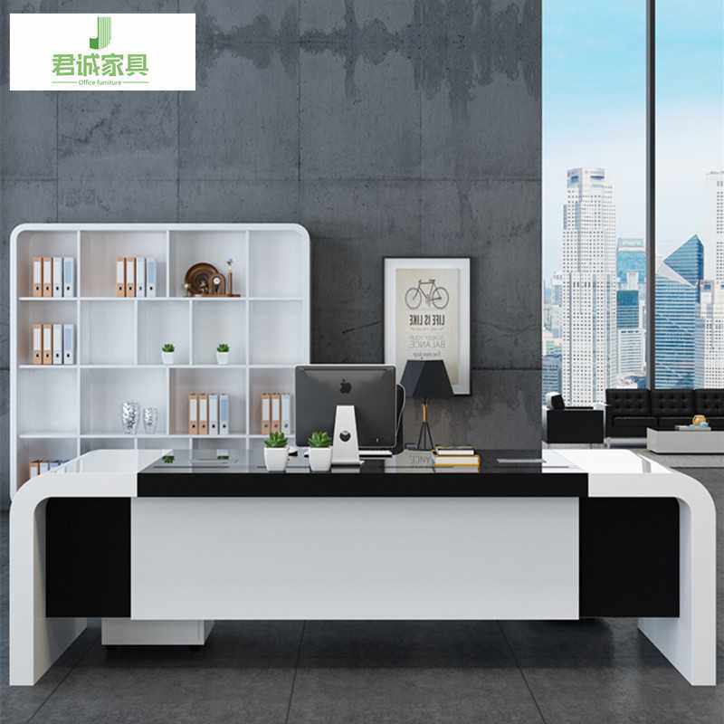 新款直销君诚烤漆老板桌简约现代大班台白色时尚办公室家具办公桌,商业/办公家具,大班台/主管桌,淘宝优惠券,粉丝福利购,淘宝优惠卷