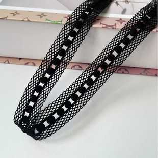 新款直销2cm双边网球织带 镂空蕾丝花边松紧带 花边弹力带服装裙