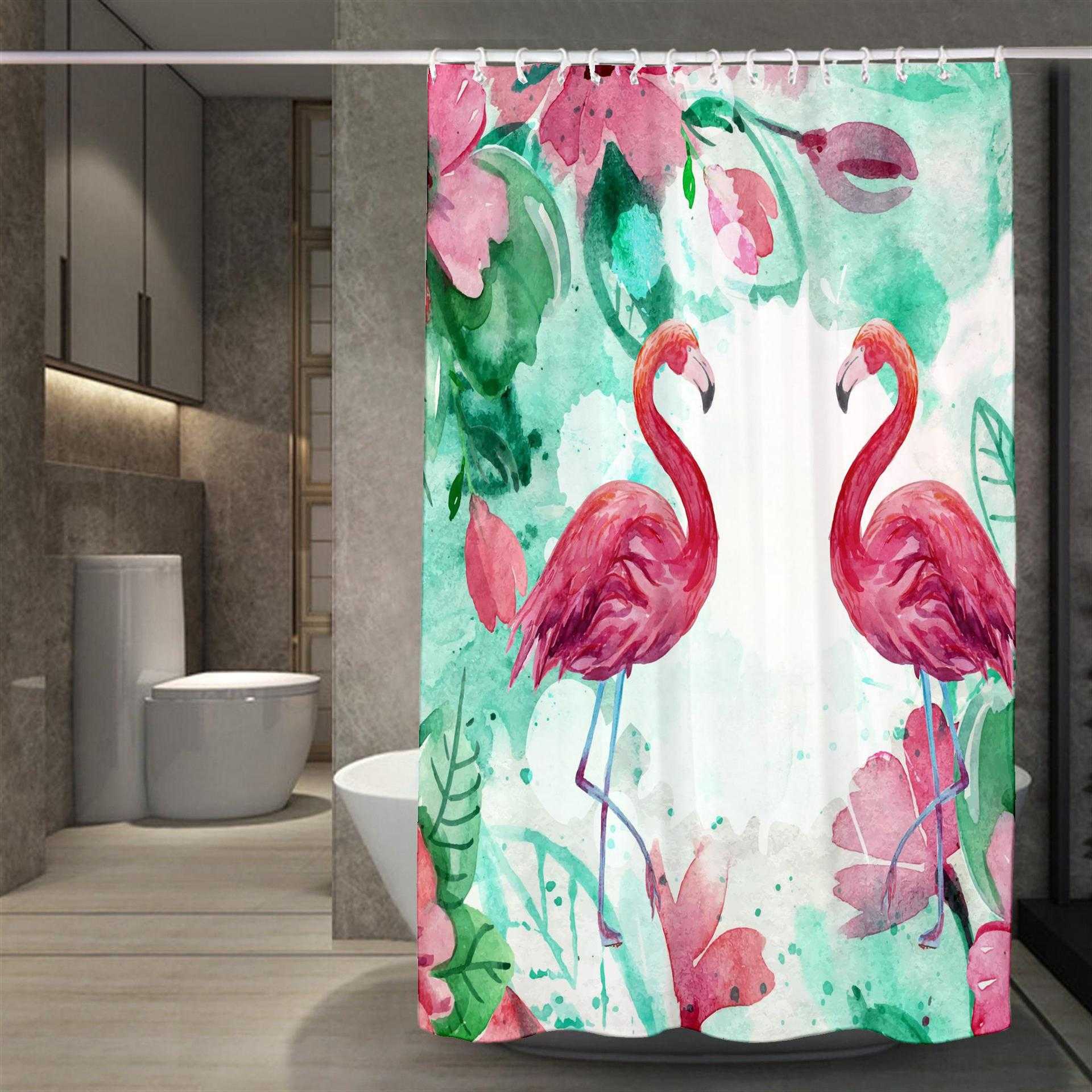 新款直销浴帘工厂数码印花挂帘隔水防潮卫生间ins风淋浴间浴室帘