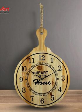 新款直销新品上市平底锅木质挂钟客厅钟表创意时钟挂表简约家用钟