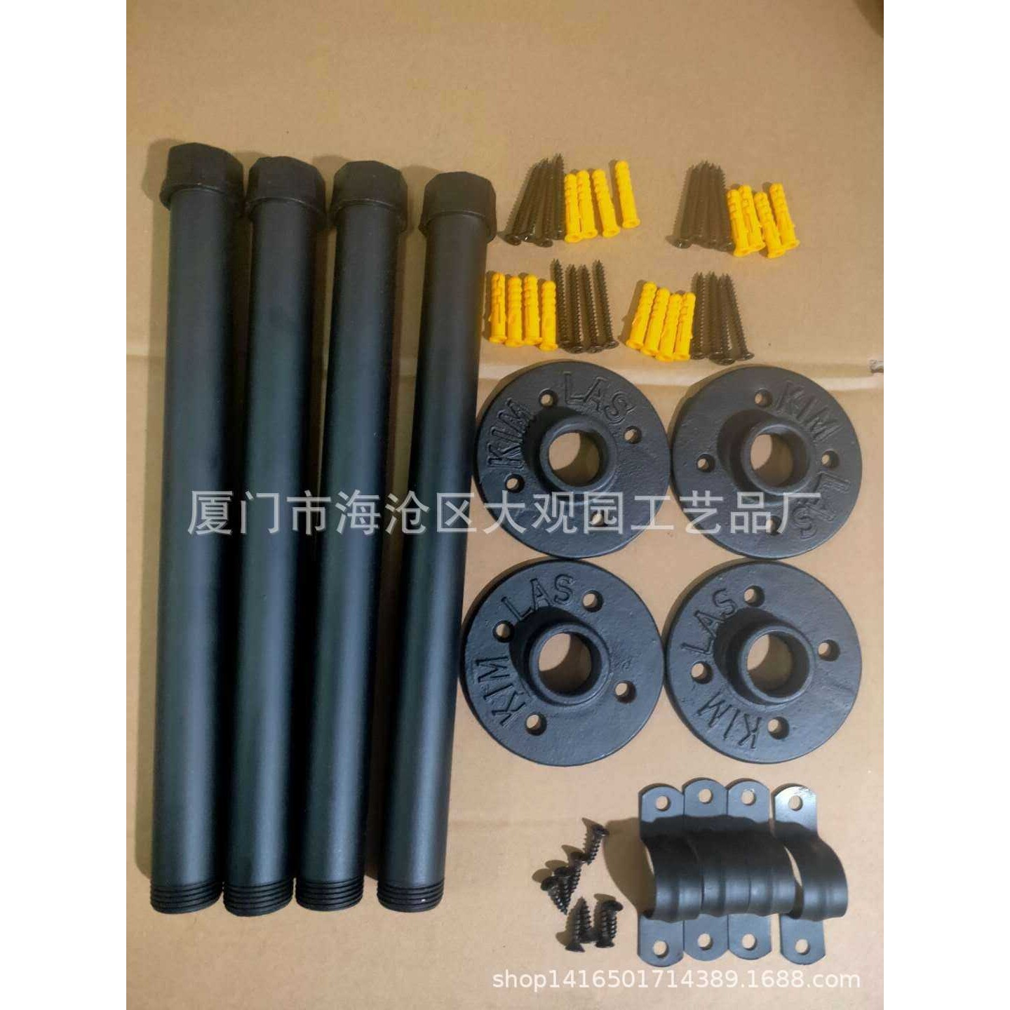 新款直销跨境壁挂式层板铁艺水管支撑架托架复古单层管子墙上置物