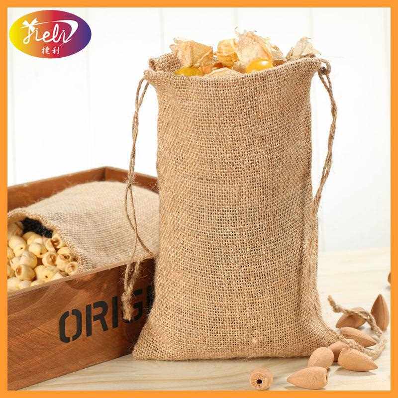 新款直销生产粗麻布袋黄麻手提袋束口袋亚麻小可印logo麻布包定制