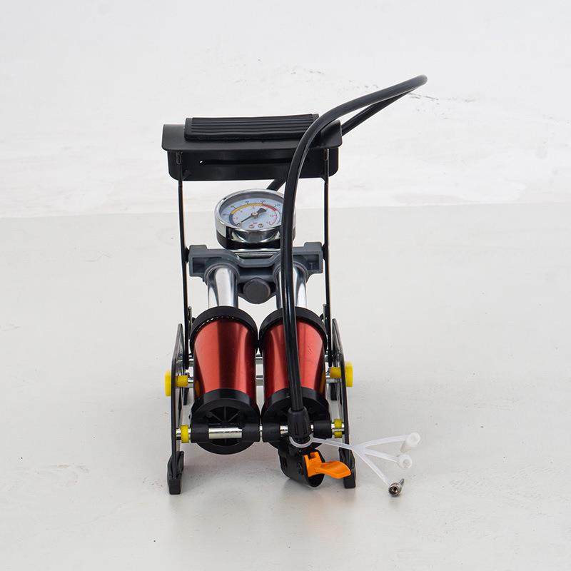 新款直销脚踏双筒打气筒 便携式电动车自行车摩托车汽车家用脚踏