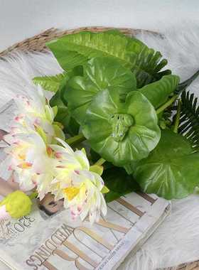 新款直销TSF小号10头荷花客厅装饰景观池塘鱼缸荷花摆件塑料莲花