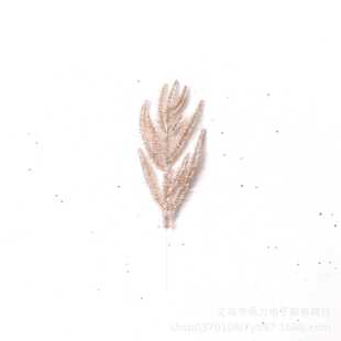 新款直销朵力PE单面细五叉金粉叶圣诞仿真叉枝松针圣诞树藤条花环