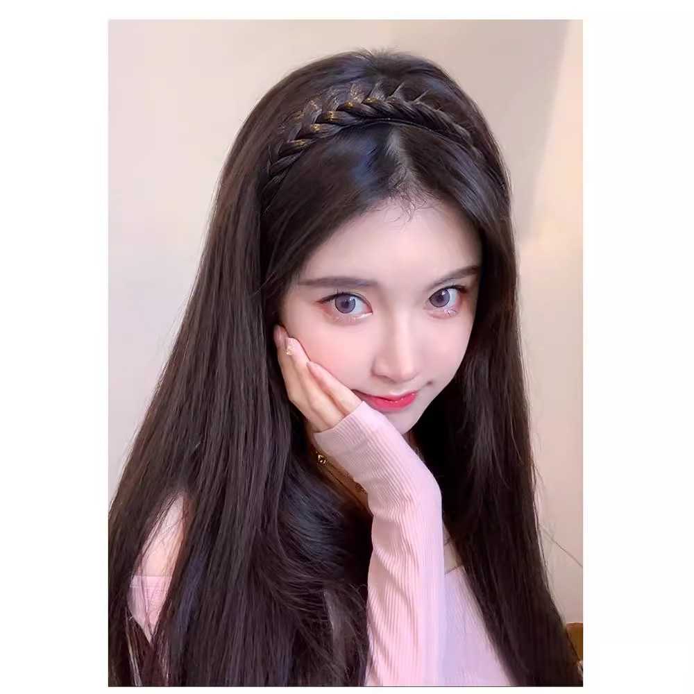 新款直销假发女长发麻花辫发箍假发一体 U型半头套仿真长直发夏自