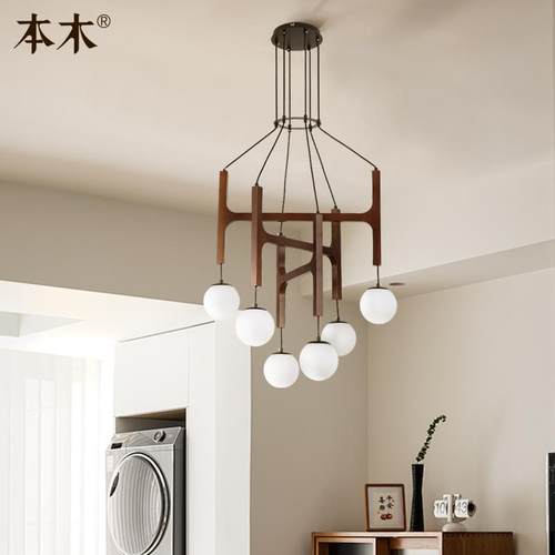 新款直销中古侘寂风客厅吊灯北欧简约loft复式楼梯餐厅吧台魔豆实