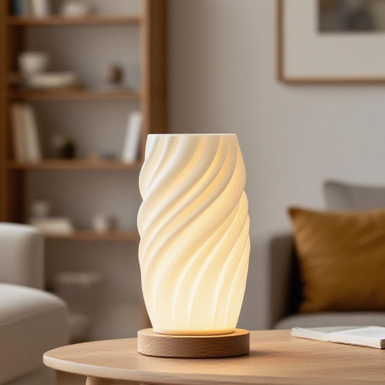 跨境北欧3D打印装饰台灯卧室床头氛围灯高级感充电台灯创意摆件