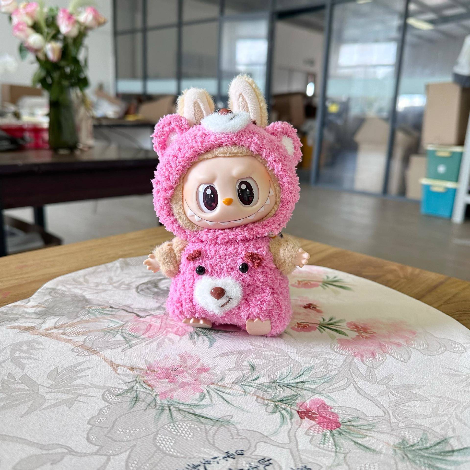 仅衣服】一二代盲盒拉布布公仔衣服挂件LABUBU纯手作草莓熊套装新