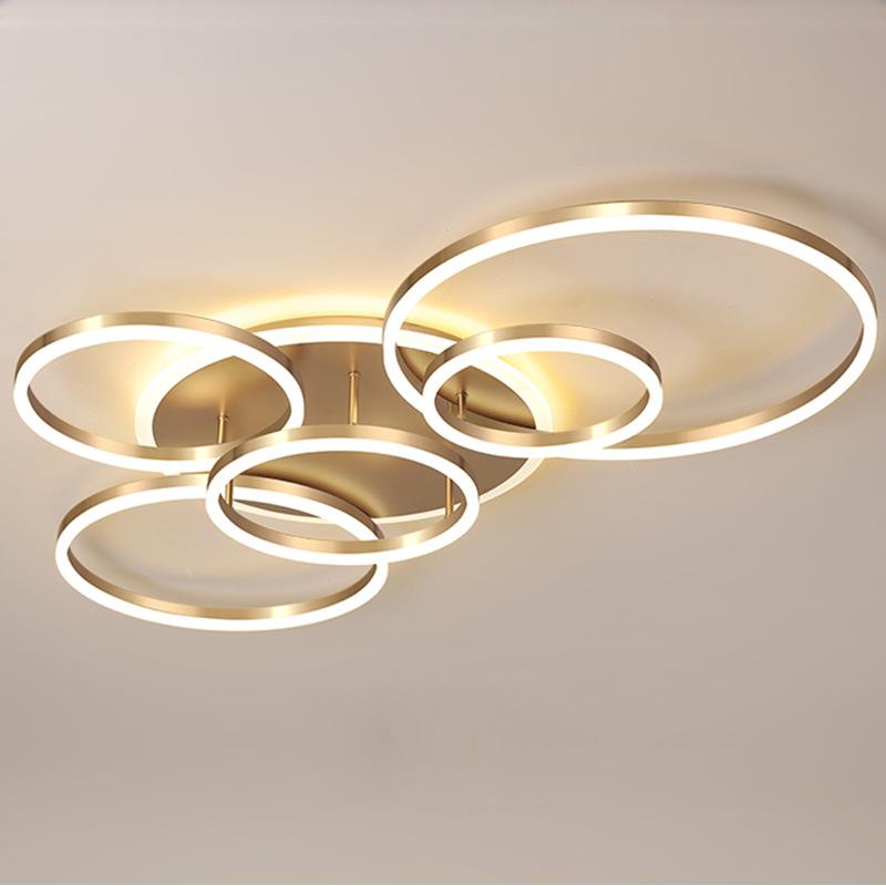 客厅灯大灯北欧轻奢灯具创意网红灯饰后现代简约圆环卧室灯吸顶灯