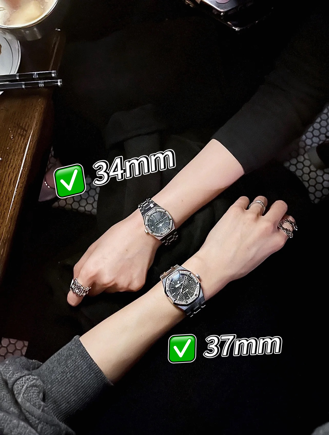 A15网红ins镶钻451满天星日历手表女精钢自动透底机械表高颜值P