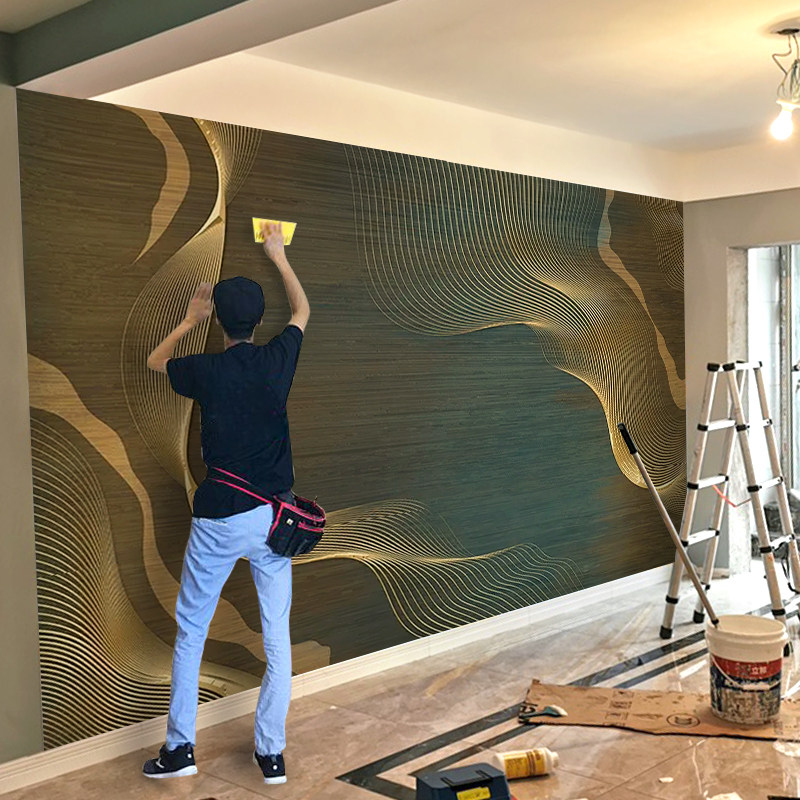 现代轻奢抽象浮雕线条墙布电视背景墙壁纸客厅影视墙壁画卧室壁布