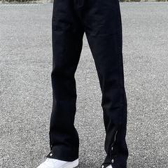AHCN美式街头拉链纽扣高街牛仔裤百搭休闲直筒设计感长裤男女裤子
