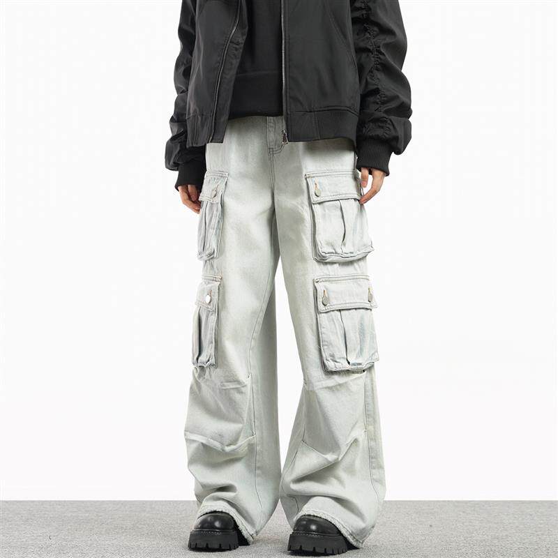 RedEye红眼 美式街头多口袋工装牛仔裤设计感hiphop跳舞阔腿裤男