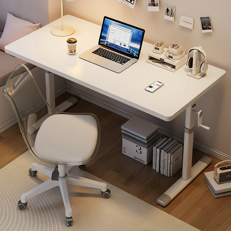 手摇升降桌子电脑桌家用卧室学习书桌学生书桌简易办公桌工作台