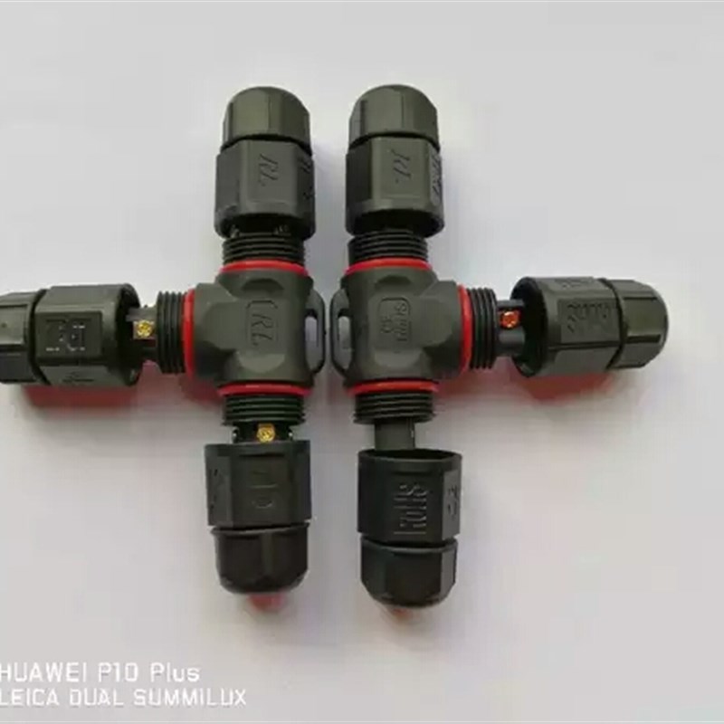 T型三通灯具接线防水连接器2芯3芯4芯螺丝锁线组装电缆电源接头