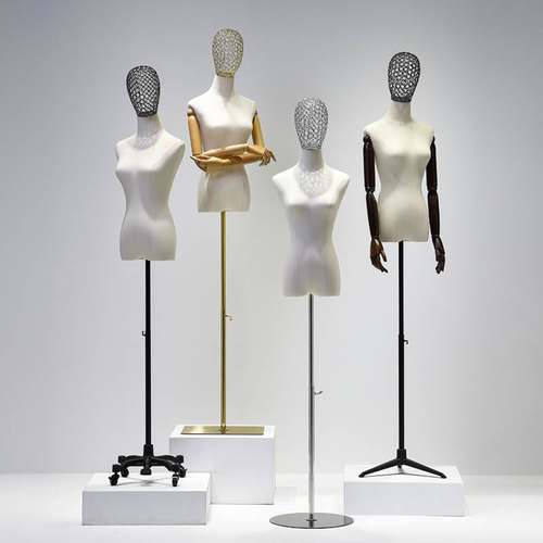 服装店镂空头模特道具女半身人偶人台展示架橱窗带头人体模特架子