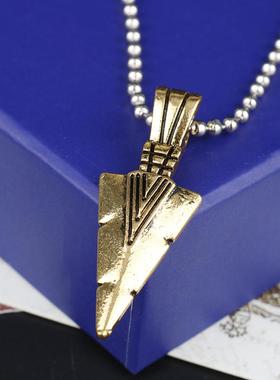 欧美影视周边绿箭侠合金复古箭头吊坠项链个性三角形箭头武器项链