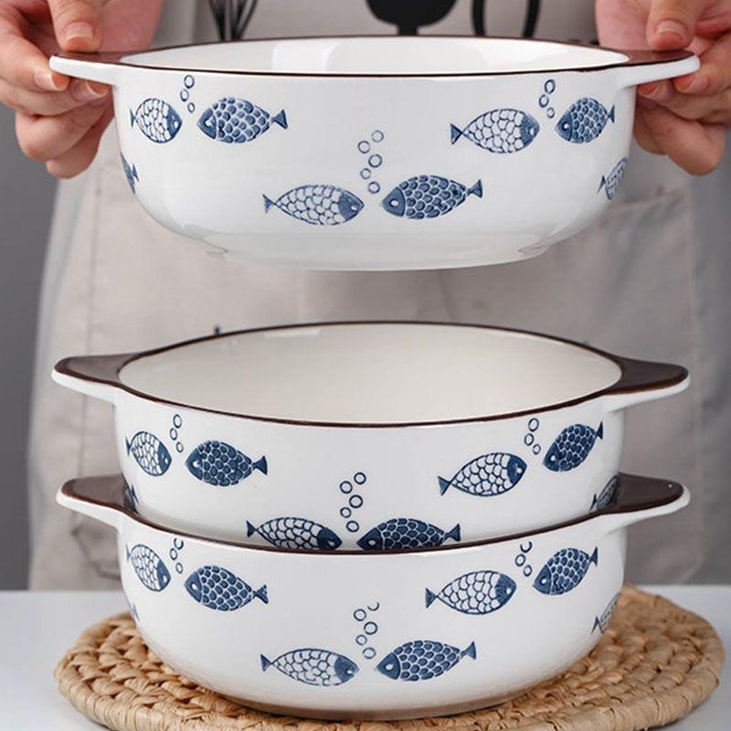 9/10英寸防烫双耳汤碗大号家用日式新款创意餐具陶瓷酸菜鱼大盛广