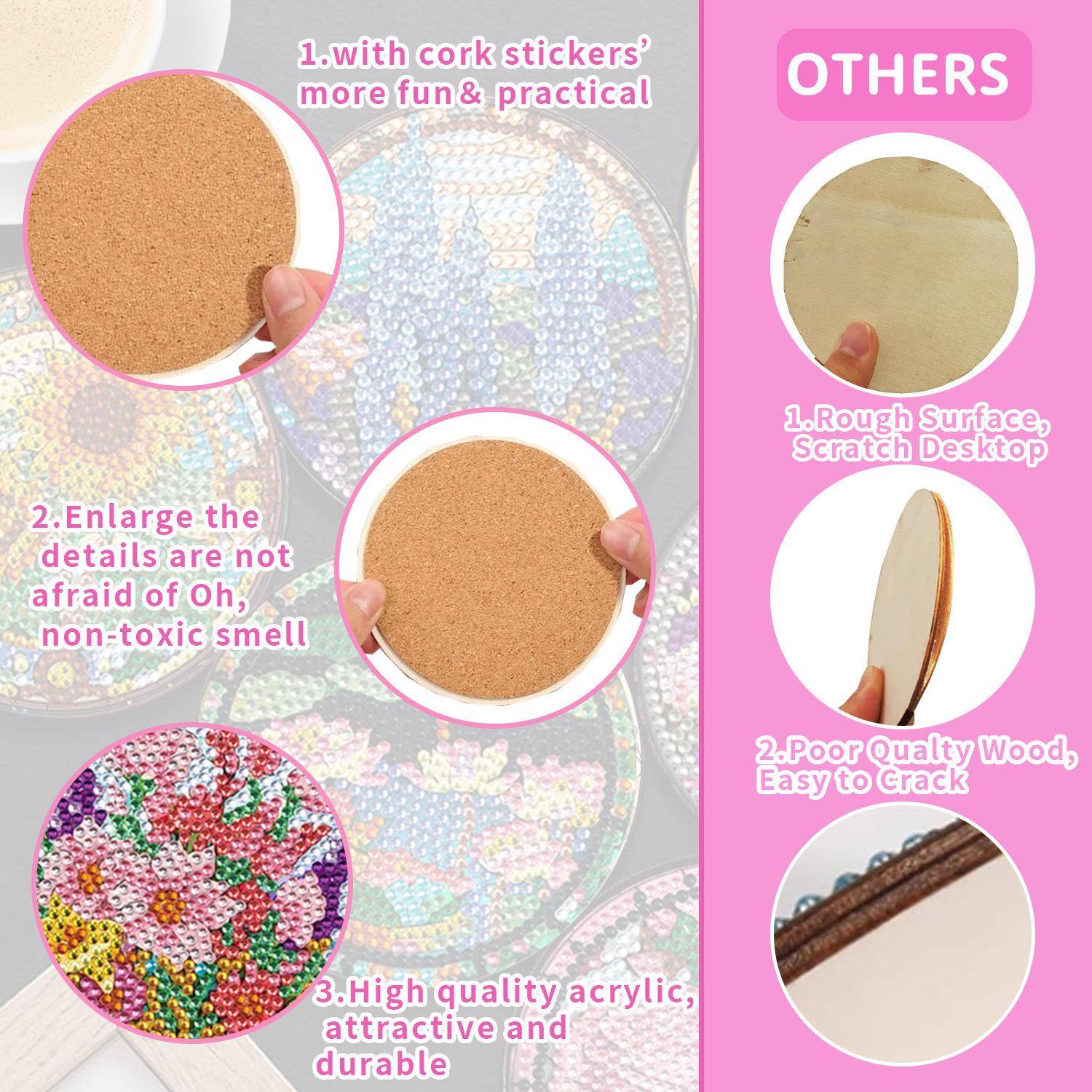 厂家 跨境5d满钻石画杯垫 圆形餐垫曼陀罗圣诞儿童创意隔热垫